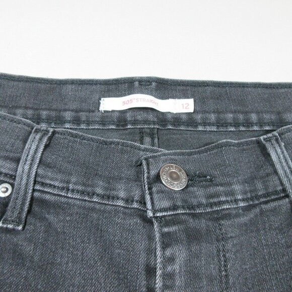 Levis womens dark gray distressed 505 straight stretch jeans 12x30 - Picture 4 of 10